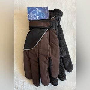 New Silver Age Men's Gloves Mittens Black and Brown Winter Fleece OS